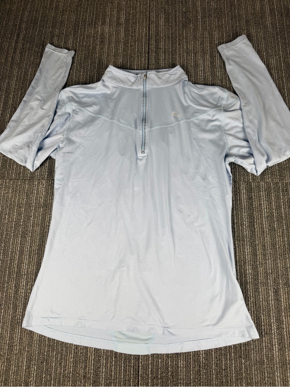 Nike Fit Dry Womens Top Shirt 1/4 Zip Long Sleeve Light Blue Size XL